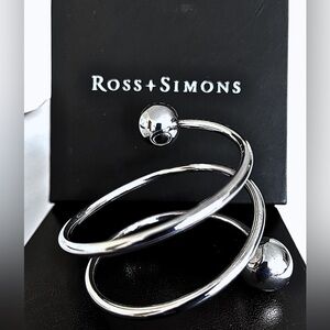 Ross-Simons Sterling Silver Coil with Large Ball Accent Bangle Bracelet